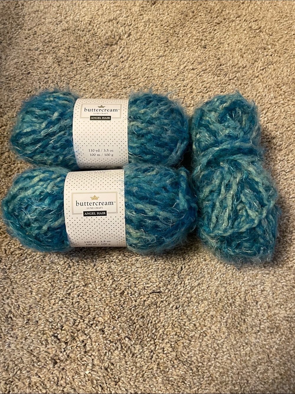 Turquoise buttercream angle hair yarn bundle